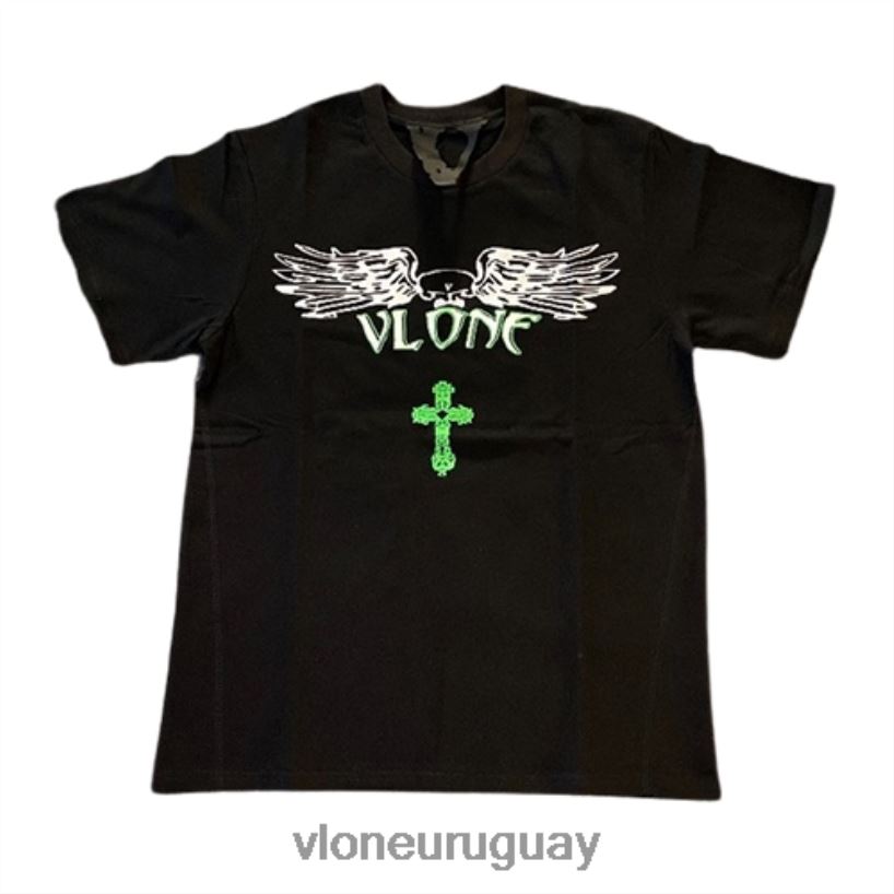 hombres Vlone camiseta cruzada negra arriba 84H0B249