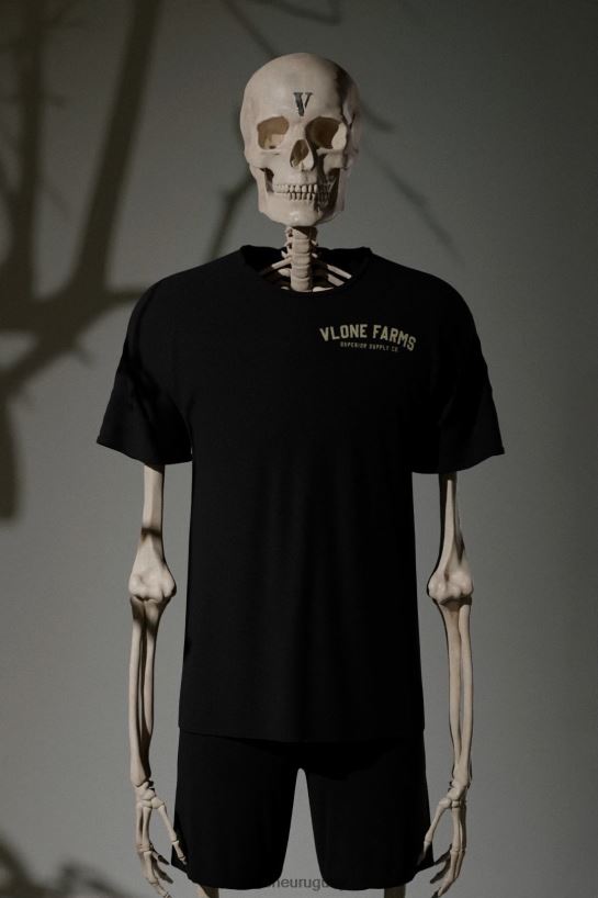 hombres Vlone camiseta og granjero negra arriba 84H0B98