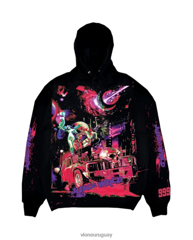 hombres Vlone Sudadera con capucha Juice World Galaxy negra arriba 84H0B8