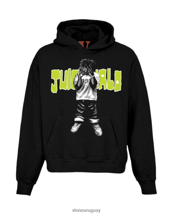 hombres Vlone Sudadera con capucha Juice Wrld Moty negra arriba 84H0B11