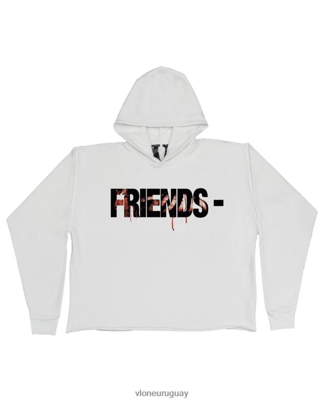 hombres Vlone mantener a los enemigos cerca sudadera con capucha blanca arriba 84H0B22