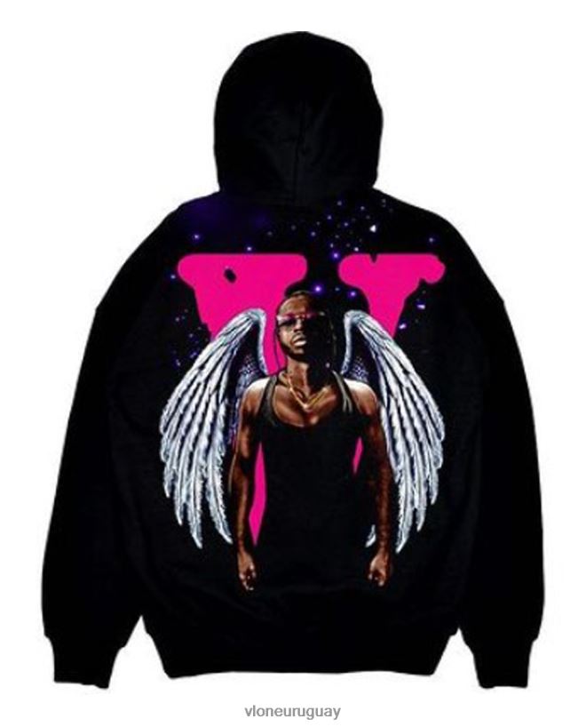 hombres Vlone pop smoke king of ny sudadera con capucha negra arriba 84H0B39