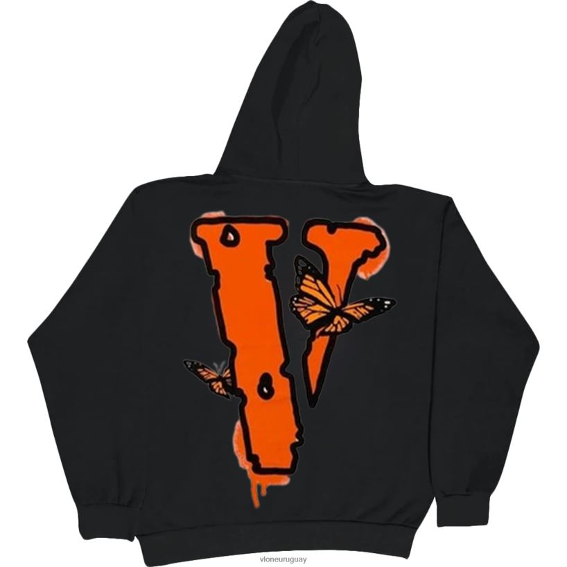 hombres Vlone sudadera con capucha Juice World Butterfly negra arriba 84H0B20
