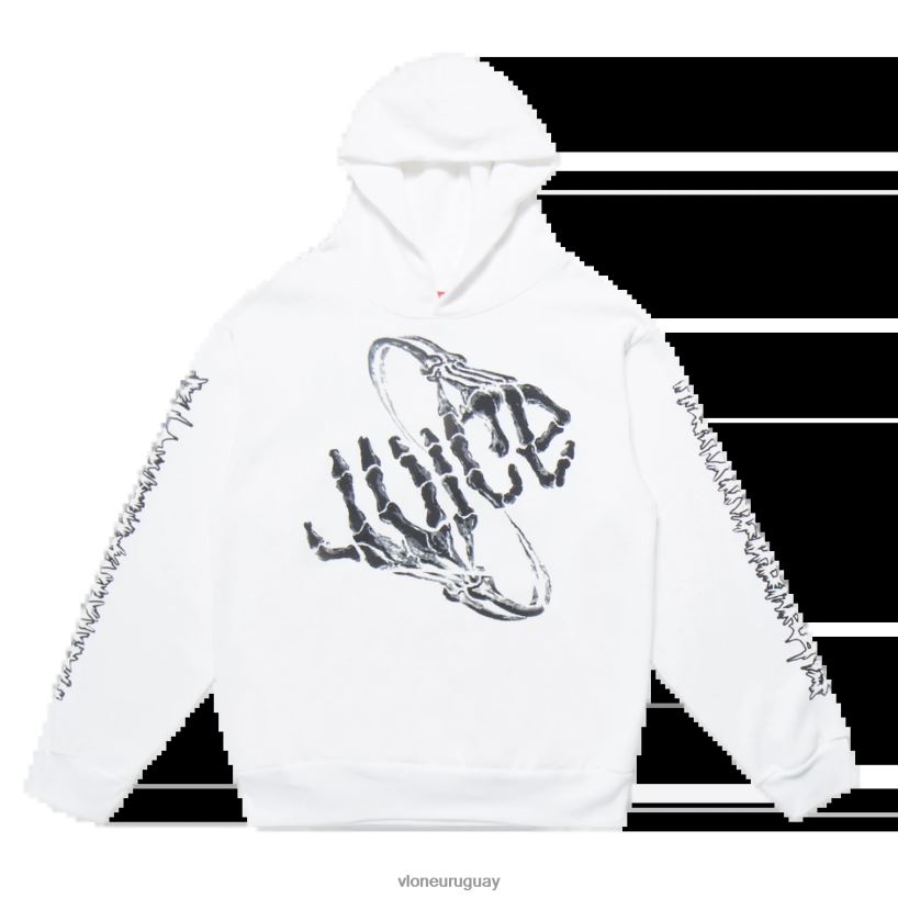 hombres Vlone sudadera con capucha blanca de Juice Wrld Bones arriba 84H0B5