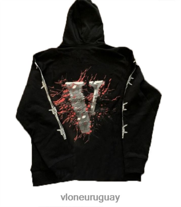 hombres Vlone sudadera con capucha negra de Juice Wrld Splatter arriba 84H0B13
