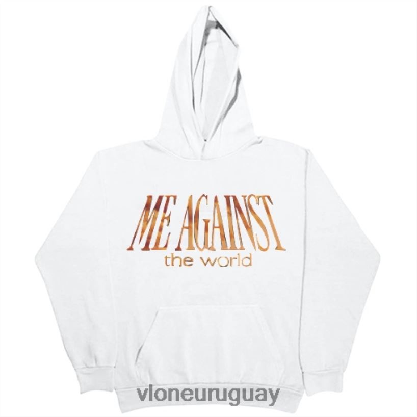 hombres Vlone tupac me contra el mundo sudadera con capucha blanca arriba 84H0B52